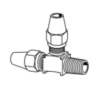 1371X6 by Danfoss | Air Brake Adapter for Copper Tubing | Male Connector Run Tee | 3/8" Tube OD x 1/4" Male Pipe x 3/8" Tube OD | Brass