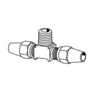 1372X6 by Danfoss | Air Brake Adapter for Copper Tubing | Male Connector Branch Tee | 3/8" Tube OD x 3/8" Tube OD x 1/4" Male Pipe | Brass