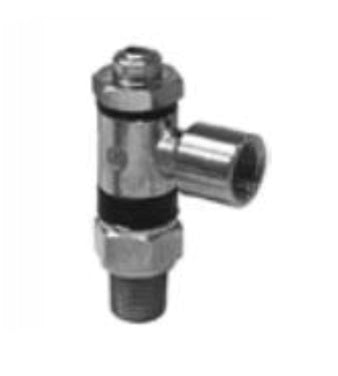 A557SCUX4X4 by Danfoss | Push to Connect Flow Control | Screwdriver Adjust | Right Angle | 1/4" Female Banjo x 1/4" Male NPTF | Nickel Plated Brass