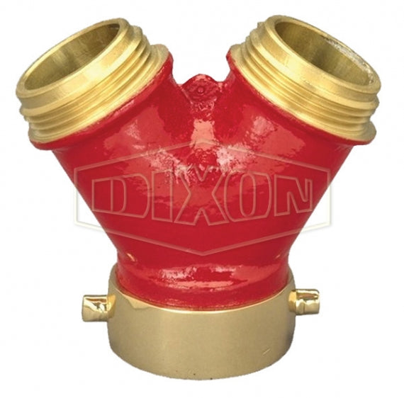 PW15S15S Dixon Brass Plain Wye with Pin Lugs - 1-1/2" Female NPSH Inlet x 1-1/2" Male NPSH Outlets (Two)