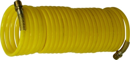 307030 (307-030) Midland Nylon Pneumatic Coil Air Hose - 1/4" MPT Fittings - Yellow - 25ft