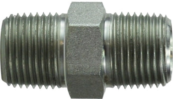 54044 (5404-4) Midland Hydraulic Hex Pipe Nipple - 1/4" Male Pipe x 1/4" Male Pipe - Steel