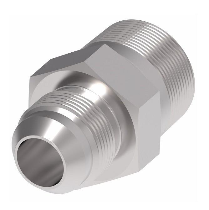 259-2021-8-8 Aeroquip by Danfoss | External Pipe/37° JIC Flare Adapter | -08 Male NPTF x -08 Male SAE 37° JIC Flare | Stainless Steel