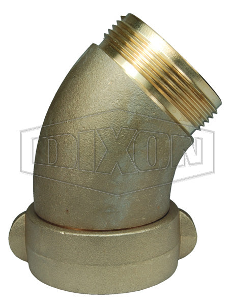 RSE45250F Dixon Brass 45 deg. Angle and Suction Elbow - 2-1/2" Male NST(NH) x 2-1/2" Female NST(NH)