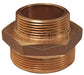 DMH25F30F Dixon Cast Brass Double Male Hex Nipple - Increaser / Reducer - 2-1/2" Male NST(NH) x 3" Male NST(NH)