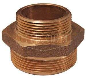 DMH1015F Dixon Cast Brass Double Male Hex Nipple - Increaser / Reducer - 1" Male NPT x 1-1/2" Male NST(NH)