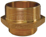 DMH2015F Dixon Cast Brass Double Male Hex Nipple - Increaser / Reducer - 2" Male NPT x 1-1/2" Male NST(NH)
