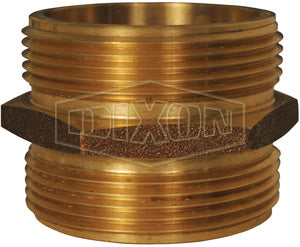 DMH25F25F Dixon Cast Brass Double Male Hex Nipple - 2-1/2" Male NST(NH) x 2-1/2" Male NST(NH)