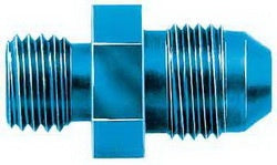 FBM2116 (FCM2116) Eaton Aeroquip® Fuel System Carburetor Adapter: -06 Weber Bowl Fitting 12mm x 1.5 thread - Blue Anodized Aluminum