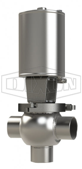 S02A10B3PE Dixon Valve 1" SSV Series Single Seat Valve, Shut-Off T Body, Weld, Double Acting Actuator (Air-To-Air) - PTFE Plug Seal - EPDM Wetted Elastomer