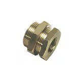 0117 00 21 by Parker | Legris Bulkhead Equal Coupling | 1/2" Female BSPP Thread | 32 mm Hex (F) | 36 mm Hex (F1) | 33 mm Length | Straight | Brass
