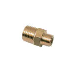 0121 11 10 by Parker | Legris Equal Adapter | 1/8" Male NPT Thread x 1/8" Male BSPT Thread | 11 mm Hex | 19 mm Length | Straight | Brass