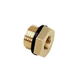 0168 10 19 by Parker | Legris Reducer Adapter | 1/8" Male BSPP Thread x M5x0.8 Female M5 Metric Thread | 14 mm Hex | 13 mm Length | Straight | Brass