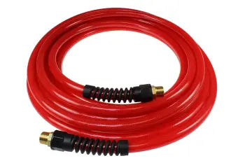 PFE41006TR by Coilhose | Flexeel® Reinforced Hose | 1/4" Hose ID | 3/8" Hose OD | 3/8" Male NPT Reusable Strain Relief Fittings | 100ft | Transparent Red | Straight | Polyurethane