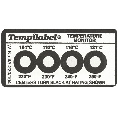 026703 by Tempil | Tempilabel Series 4 | Temperature Indicating Labels: 190° F to 220° F / 88° C to 104 |° C | Pack of 10