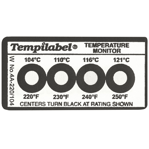 026700 by Tempil | Tempilabel Series 4 | Temperature Indicating Labels: 100° F to 130° F / 38° C to 54 |° C | Pack of 10