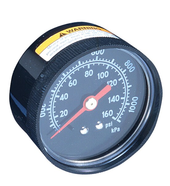 339948 by Alemite | Air Pressure Gauge | Connection Thread: 1/4" Male NPTF | Dial Range: 0-160 PSI / 0-11 bar