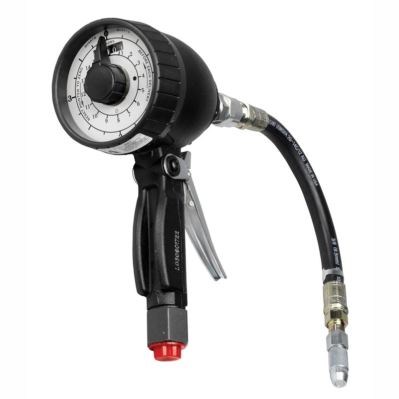 3685-M by Alemite | Mechanical Meter | Dial Register: Quart | Fluid: Oil | Odometer Registers: Liter | Dial Range: Liter (0-10) | Extension: Rigid | 1/2" Female NPT inlet | Max Operating Pressure: 1000 PSI