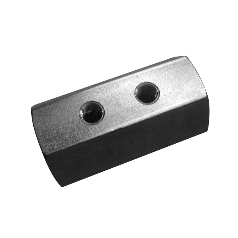 381192-2 by Alemite | Manifold Block | 3" Length w/ 1-1/8" Square | 2 3/8" Female NPT End Ports | Aluminum