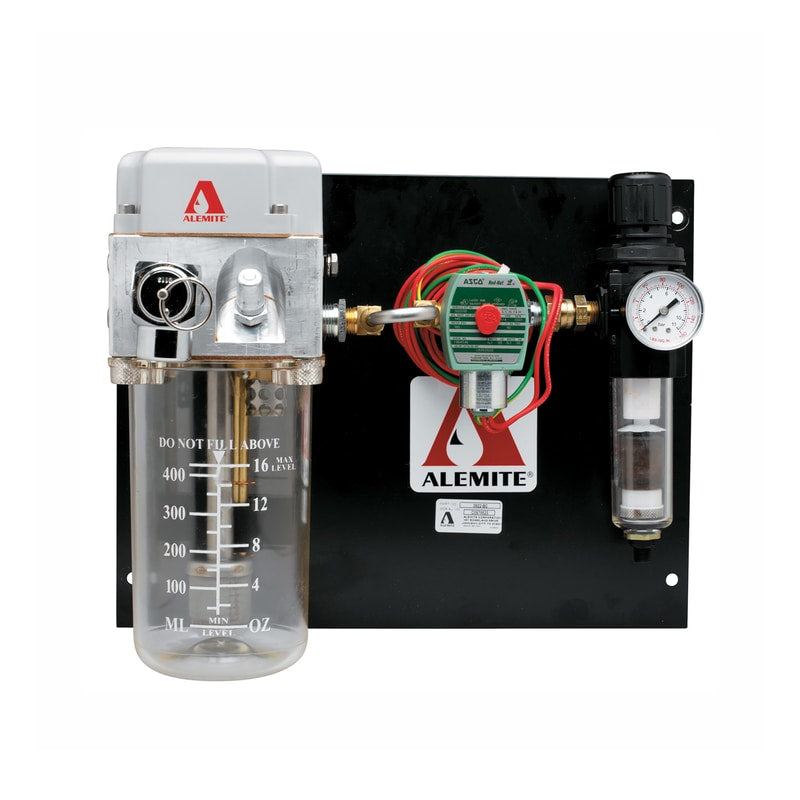 3922-BD by Alemite | Oil Mist Generator | CFM Nominal: 1 | Flow Range: 0.3-1.4 CFM | Reservoir Capacity: 1 pint/0.47 Liter | Steel Mounting Plate