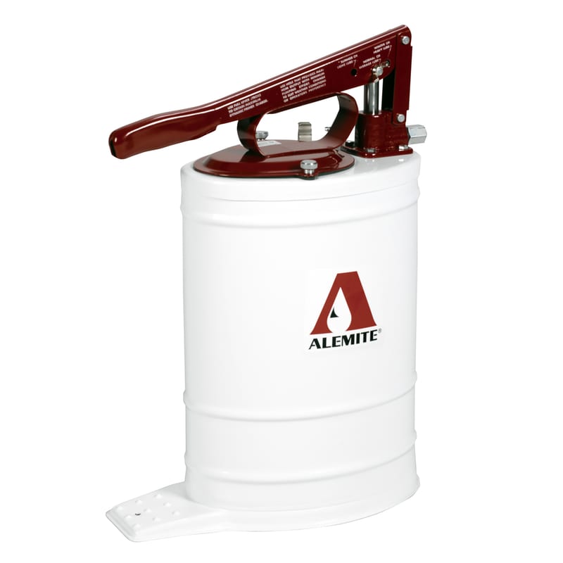 7149-E4 by Alemite | Manual Pumps | Bucket Pumps | Multi Pressure Bucket Pump Assembly | Outlet: 3/8" Female NPTF | Capacity: 5 Gallons | Pressure: 2500 to 5000 PSI