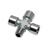 0909 00 10 by Parker | Legris Stud Fitting | 1/8" Male BSPT Thread x 1/8" Female BSPP Thread | 37 mm Length | Cross | Nickel-Plated Brass
