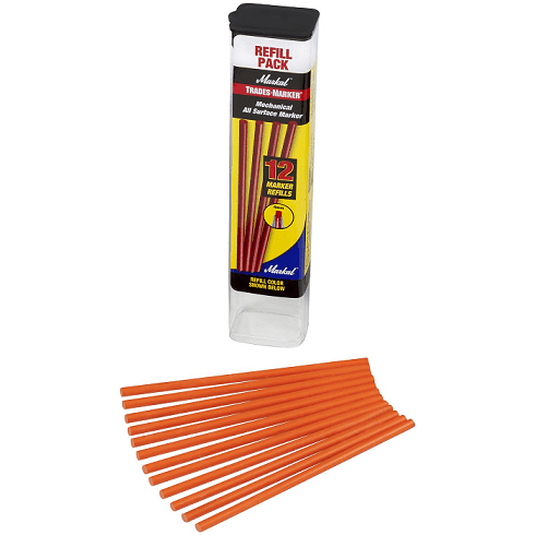 096009 by Markal | TRADES MARKER Refill Pack (12 Sticks) | Orange | (Carded) Case of 24