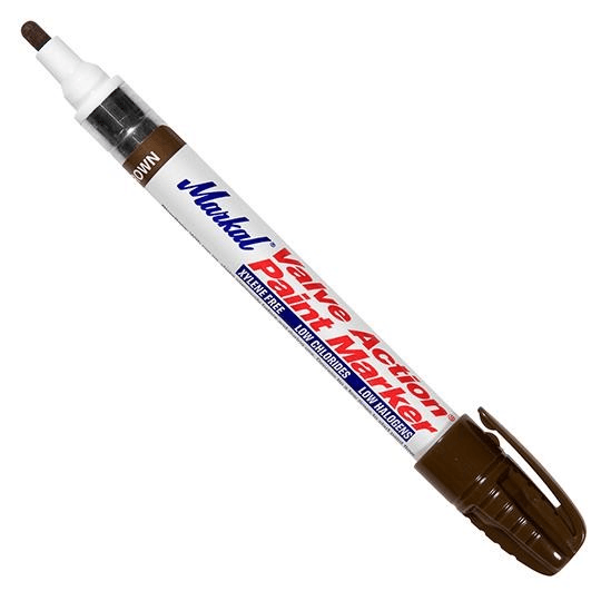096809 by Markal | Valve Action Paint Marker | 1/8" (3 mm) Mark Size | Brown  | Case of 48