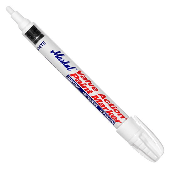 096810 by Markal | Valve Action Paint Marker | 1/8" (3 mm) Mark Size | White (Display Box)