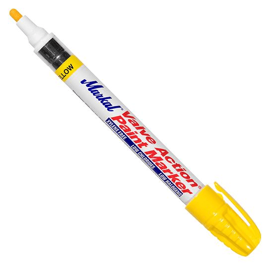 096801 by Markal | Valve Action Paint Marker | 1/8" (3 mm) Mark Size | Yellow (Carded)  | Case of 24