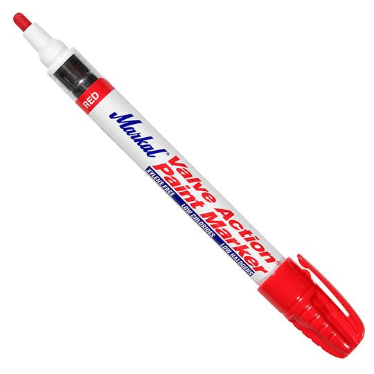 096802 by Markal | Valve Action Paint Marker | 1/8" (3 mm) Mark Size | Red (Carded)  | Case of 24