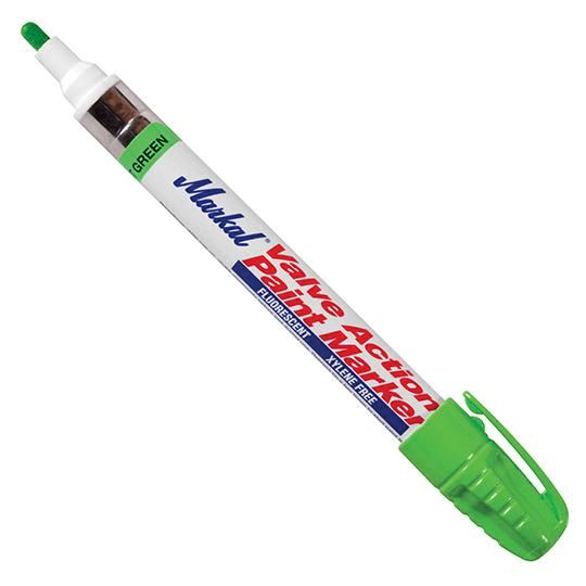 097051 by Markal | Valve Action Paint Marker | 1/8" (3 mm) Mark Size | Fluorescent Green  | Case of 48