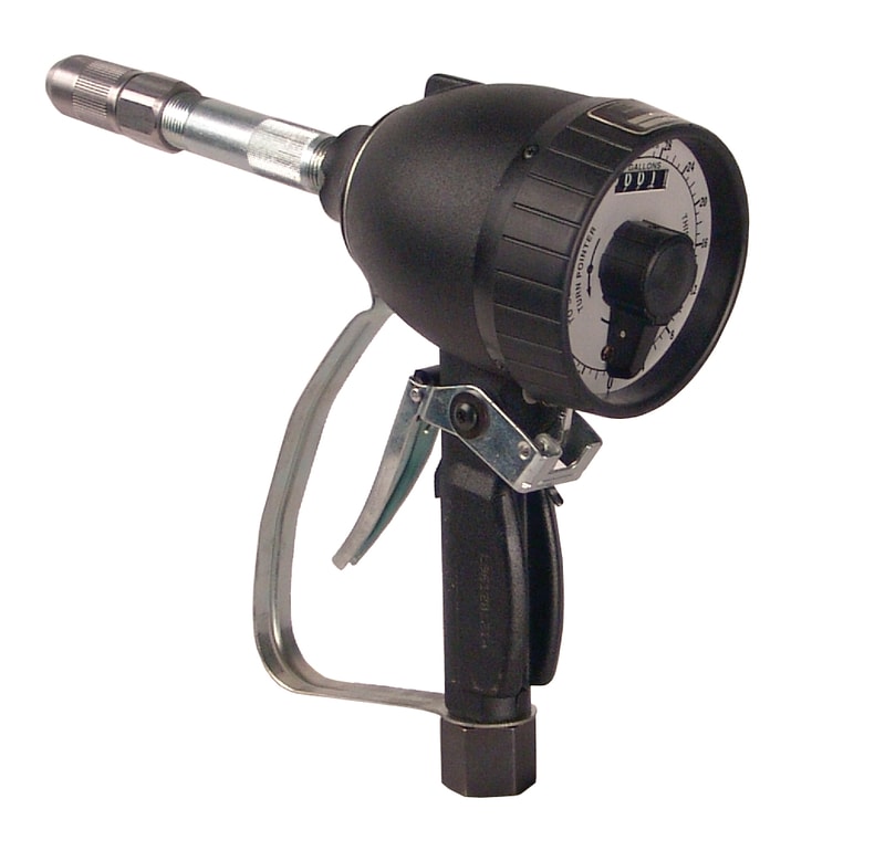 3693-C by Alemite | Mechanical Preset Meter | Dial Registers: Liter | Fluids: Gear Oil, Motor Oil, ATF | Odometer Registers: Liter | Dial range: Liter (0-60) | Extension: Rigid | Valve inlet: 1/2" Female NPTF with swivel | Max Operating PSI: 1000 PSI