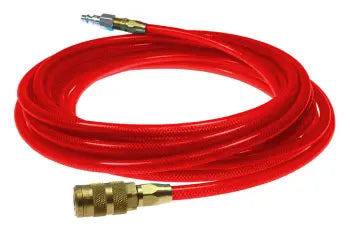 PFE6100TR16X by Coilhose | Flexeel® Reinforced Hose | 3/8" Hose ID | 9/16" Hose OD | 1/4" Six Ball Coupler & Connector with Quick Connect Fittings | Automotive | 100ft | Transparent Red | Straight | Polyurethane