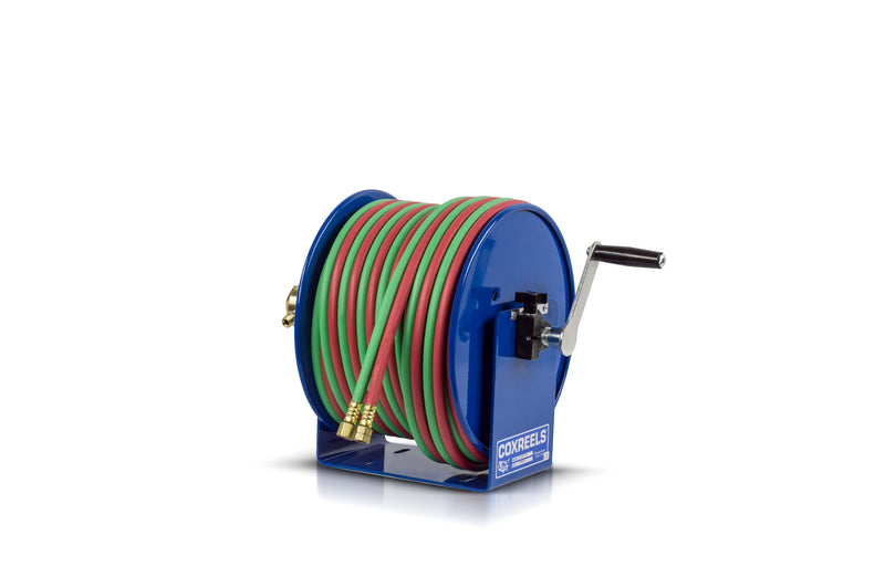 112W-1-100 by Coxreels | 100W Series | 200 PSI Hand Crank Hose Reel for Oxy-Acetylene Welding | 1/4" Hose ID, 1/4" FNPT Inlet | Steel | 100ft Capacity, Hose Not Included