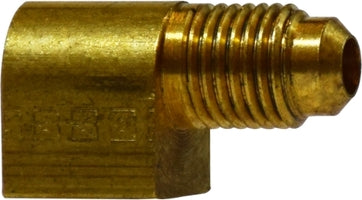 10319B by Midland | SAE 45° Flare Fitting | Barstock | 3/8" Male SAE 45° Flare x 1/4" Female NPTF | 90° Elbow | Brass