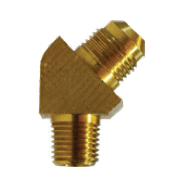 10448B (10-448B) by Midland | SAE 45° Flare Fitting | Barstock | 1/4" Male SAE 45° Flare x 1/8" Male NPTF | 45° Elbow | Brass