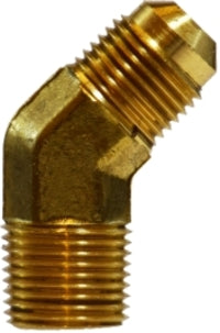 10455 (10-455) by Midland | SAE 45° Flare Fitting | 1/2" Male SAE 45° Flare x 3/8" Male NPTF | 45° Elbow | Brass