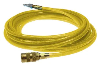 PFE4025TY16X by Coilhose | Flexeel® Reinforced Hose | 1/4" Hose ID | 3/8" Hose OD | 1/4" Six Ball Coupler & Connector with Quick Connect Fittings | Automotive | 25ft | Transparent Yellow | Straight | Polyurethane