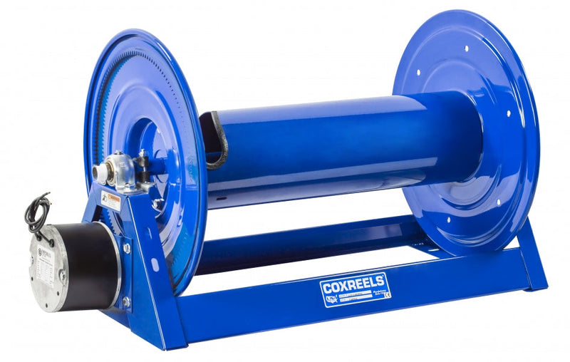 1125-4-325-E-BYXX by Coxreels | Storage Series | Motor Driven Hose Storage Reel | 12V DC 1/3 HP Electric Motor | 18" Drum Width | Steel | Hose Not Included