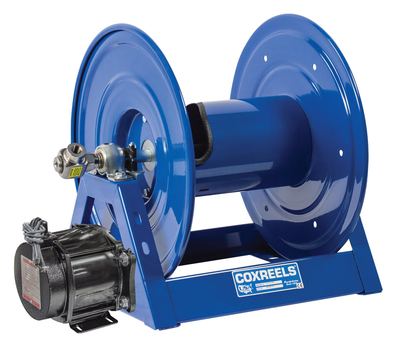 1125P-4-8-EA by Coxreels | 1125 Pure Flow Series | 6,000 PSI Motor Driven Hose Reel for Breathing Air & Clean Fluids | 115V AC 1/2 HP Explosion Proof Electric Motor | 1/2" Hose ID, 1/2" FNPT Inlet | Steel | 150ft Capacity, Hose Not Included