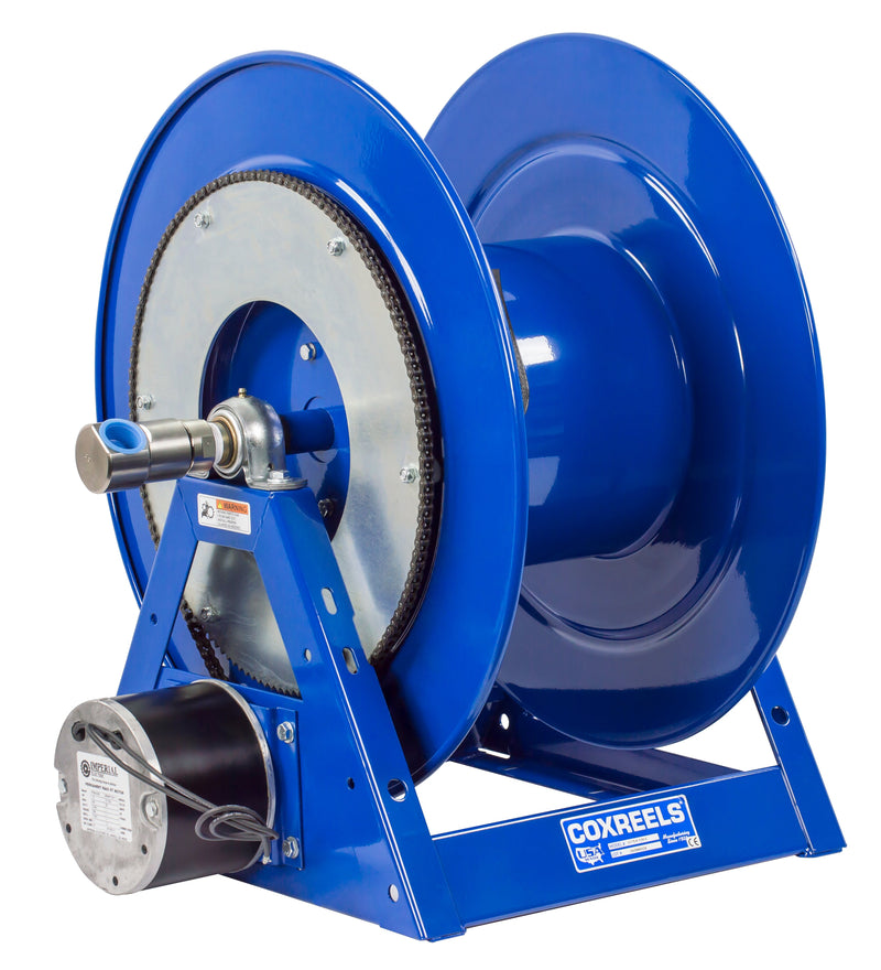 1175-6-150-EF by Coxreels | 1175 Series | 3,000 PSI Motor Driven Hose Reel | 24V DC 1/3 HP Electric Motor | 1" Hose ID, 1" FNPT Inlet | Steel | 150ft Capacity, Hose Not Included