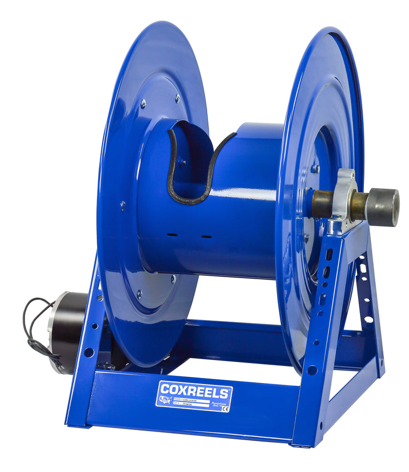 1185-3328-E-BYXX by Coxreels | Storage Series | Motor Driven Hose Storage Reel | 12V DC 1/3 HP Electric Motor | 33" Drum Width | Steel | Hose Not Included