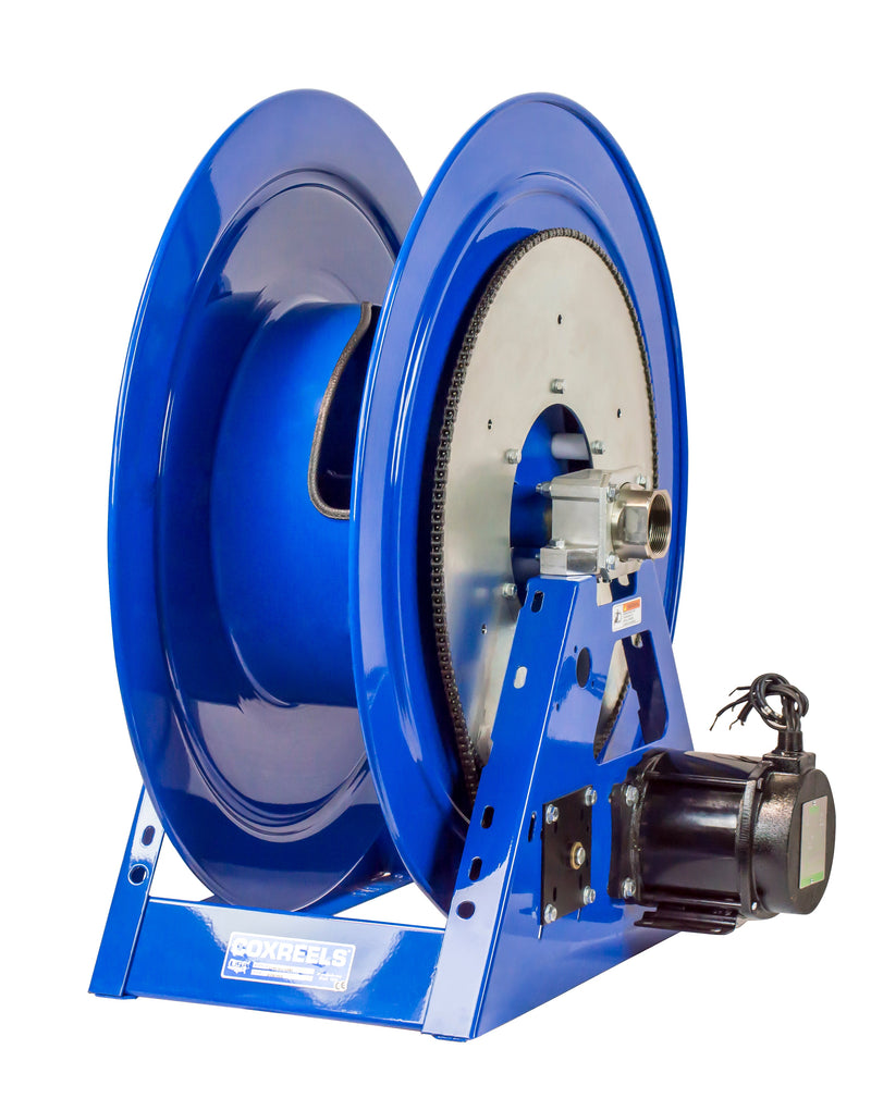 1195-1728-EDV3 by Coxreels | 1195 Series | 1,000 PSI Motor Driven Hose Reel | 12V DC 1/2 HP Explosion Proof Electric Motor | 2" Hose ID, 2" FNPT Inlet | Steel | 60ft Capacity, Hose Not Included