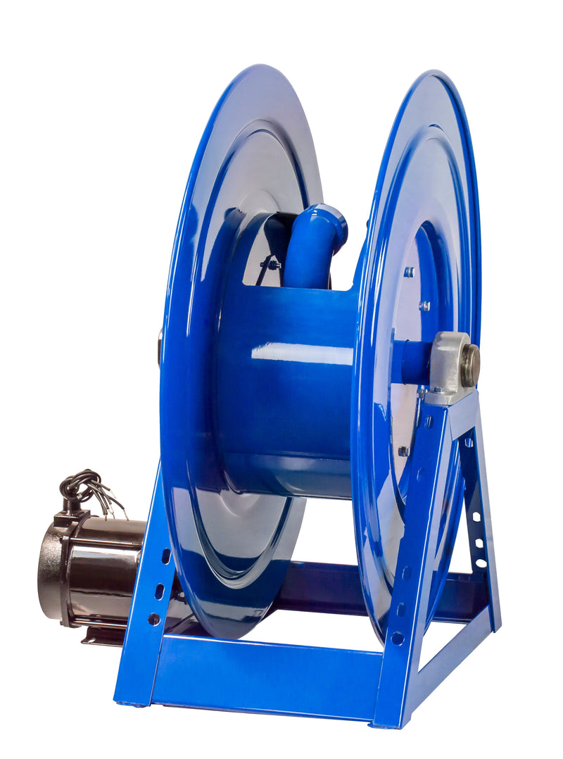 1195-2428-EBV3 by Coxreels | 1195 Series | 1,000 PSI Motor Driven Hose Reel | 24V DC 1/2 HP Explosion Proof Electric Motor | 2" Hose ID, 2" FNPT Inlet | Steel | 90ft Capacity, Hose Not Included