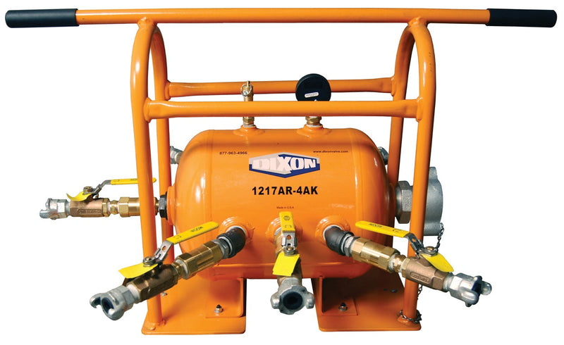 1217AR-4AK by Dixon Valve | ASME Compressed Air Receiver Manifold | Complete Assembly | with Air King Tank and Frame Only | 7 Gallon