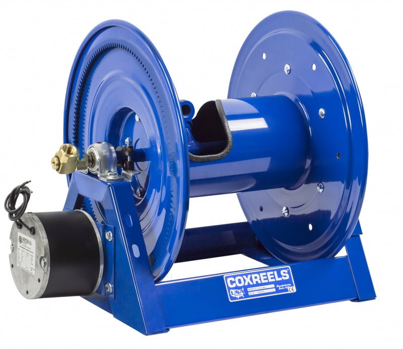 1275-4-100-A by Coxreels | 1275 Series | 3,000 PSI Dual Hose Motor Driven Hose Reel | #4 Gast Air Motor | 1/2" Hose ID, 1/2" FNPT Inlet | Steel | 100ft Capacity, Hose Not Included