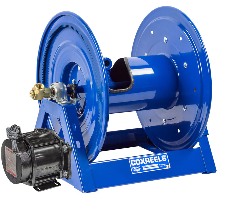 1275-4-100-EA by Coxreels | 1275 Series | 3,000 PSI Dual Hose Motor Driven Hose Reel | 115V AC 1/2 HP Explosion Proof Electric Motor | 1/2" Hose ID, 1/2" FNPT Inlet | Steel | 100ft Capacity, Hose Not Included