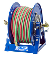 1275W-3-150-C by Coxreels | 1275W Series | 200 PSI Dual Hose Hand Crank Hose Reel for Oxy-Fuel Welding (T-Grade) | 3/8" Hose ID, 3/8" FNPT Inlet x 3/8" MNPT Hose End | Steel | 150ft EPDM Hose Included