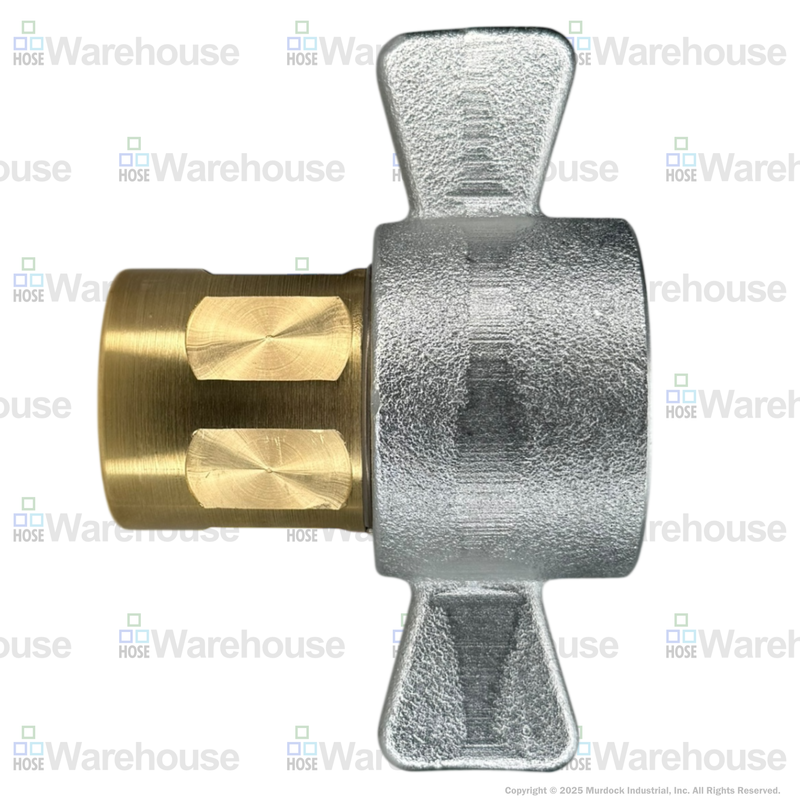 12WF12-B by Dixon Valve | Hydraulic Quick Disconnect Coupling | W-Series | 1-1/2" Female NPTF x 1-1/2" Wingstyle Interchange | Socket | Nitrile Seal | Brass